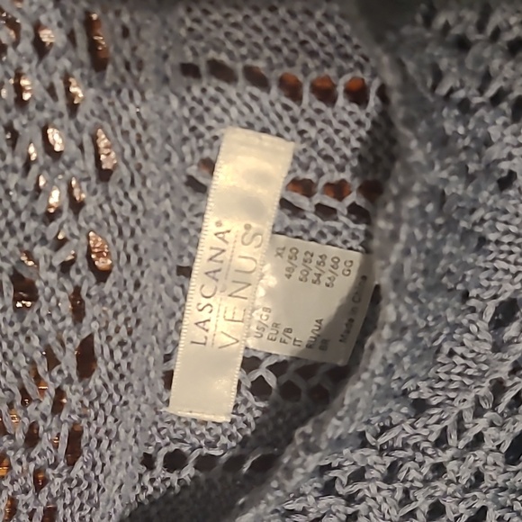 Venus Elegant Blue Crochet Knit Top - Picture 2 of 4